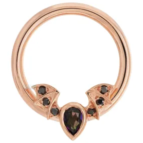 Countess Gold Captive Bead Ring (CBR) with Mystic Topaz & Black Diamonds