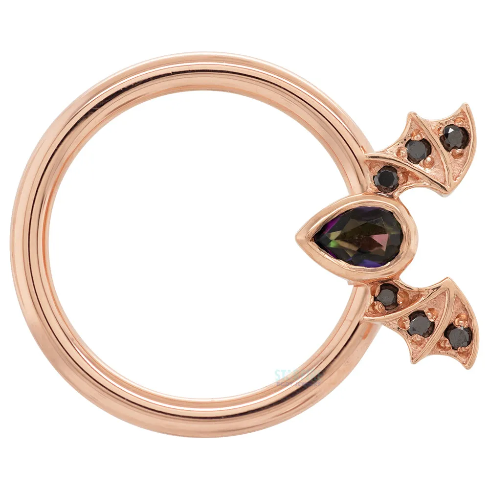 Countess Gold Captive Bead Ring (CBR) with Mystic Topaz & Black Diamonds