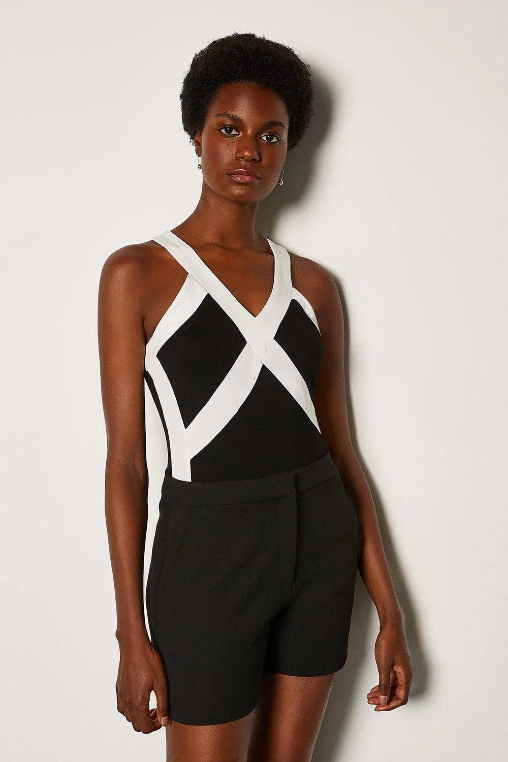 Cross Front Jersey Vest | Karen Millen