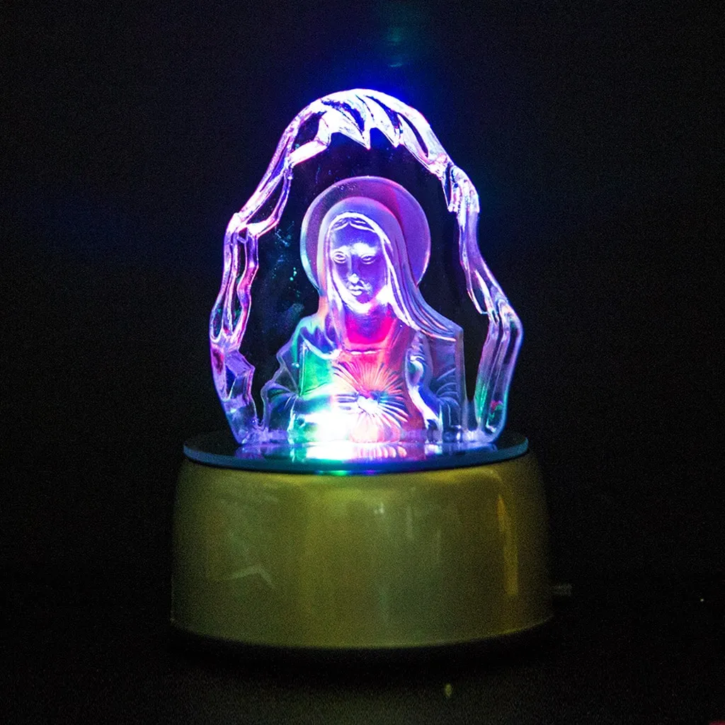 Crystal Engraved Jesus/Mary/Mother Mary Light Base