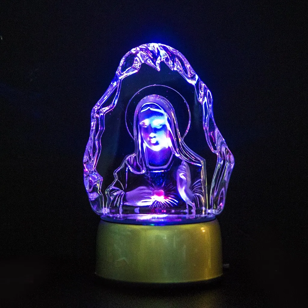 Crystal Engraved Jesus/Mary/Mother Mary Light Base