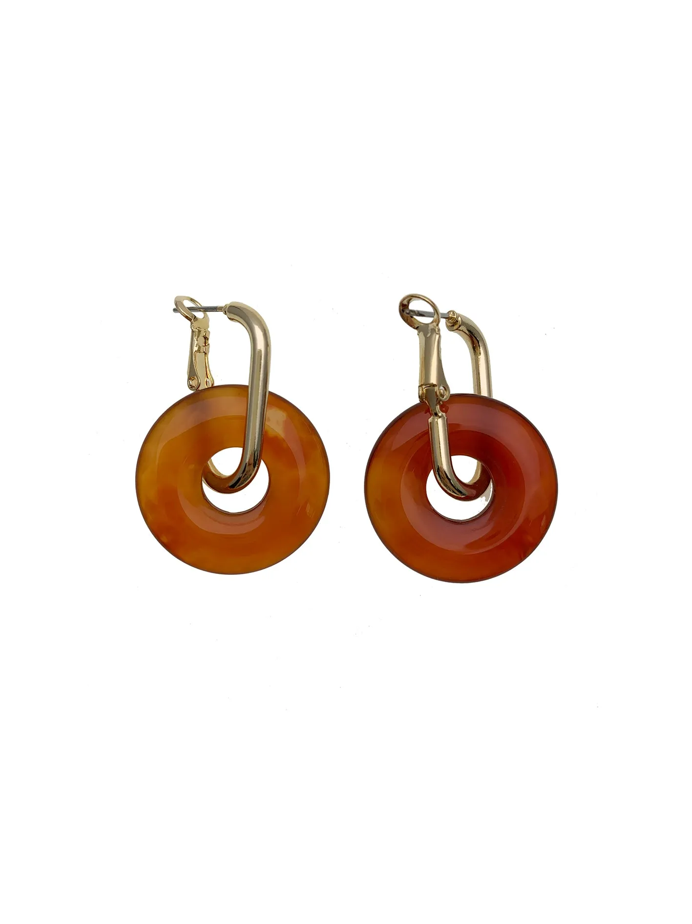 Donut Shaped Red Agate Minimalist Earrings EE036