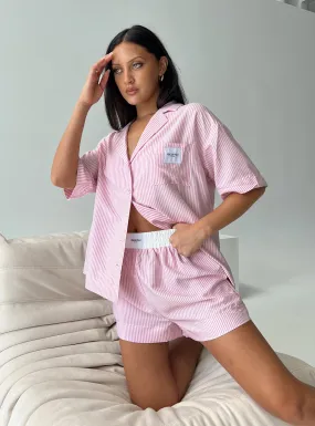 Early Riser Sleep Shirt Pink Stripe