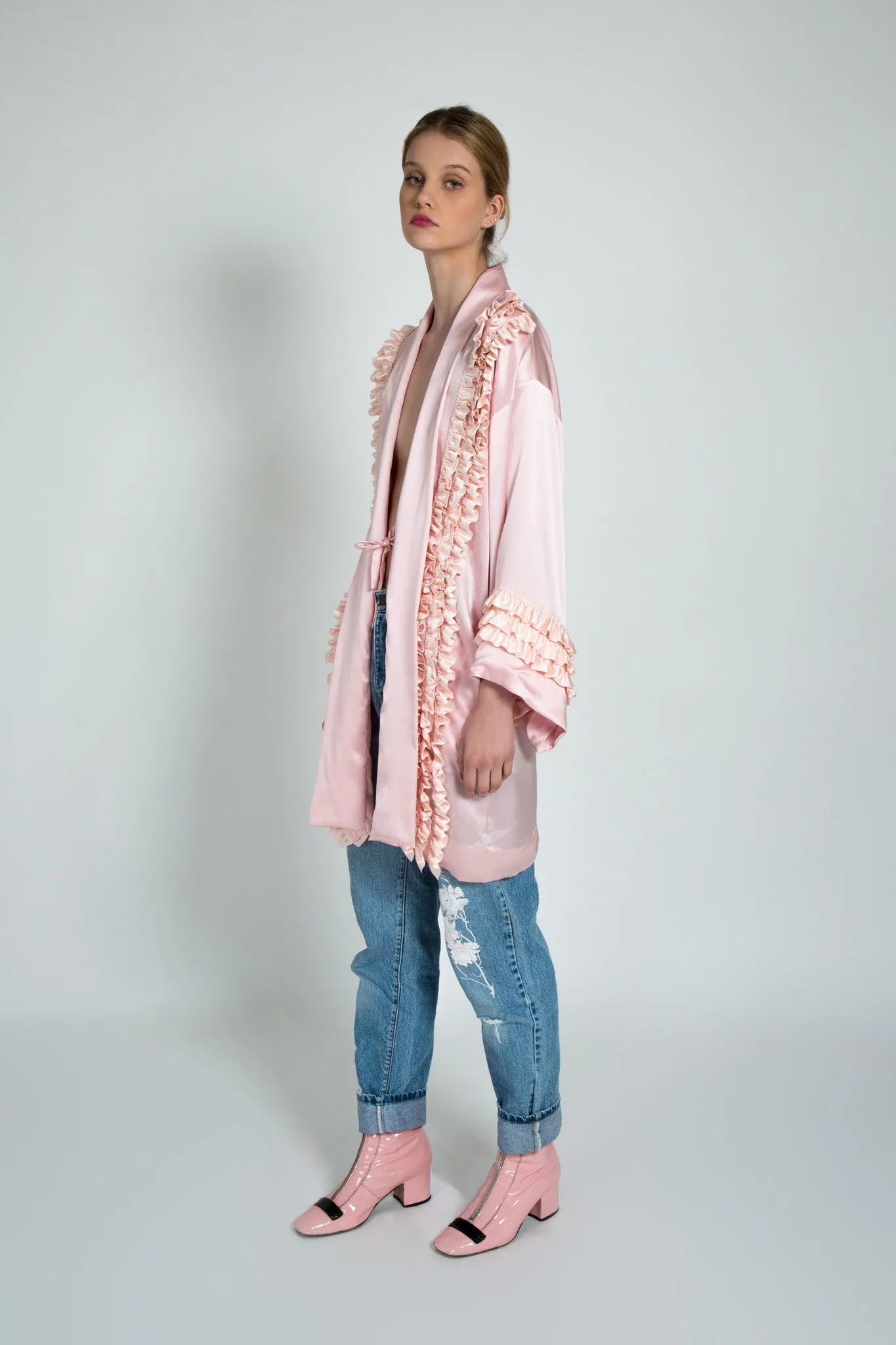 EBERTA RUFFLE TRIM KIMONO