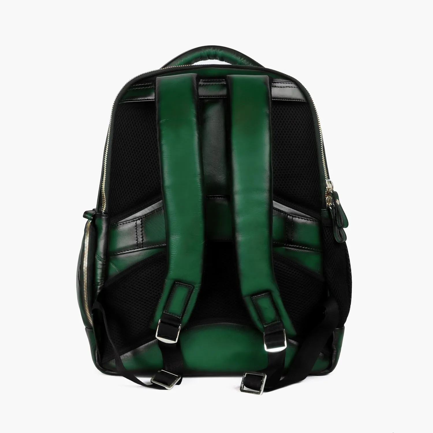 Embossed Lion Green Leather Backpack