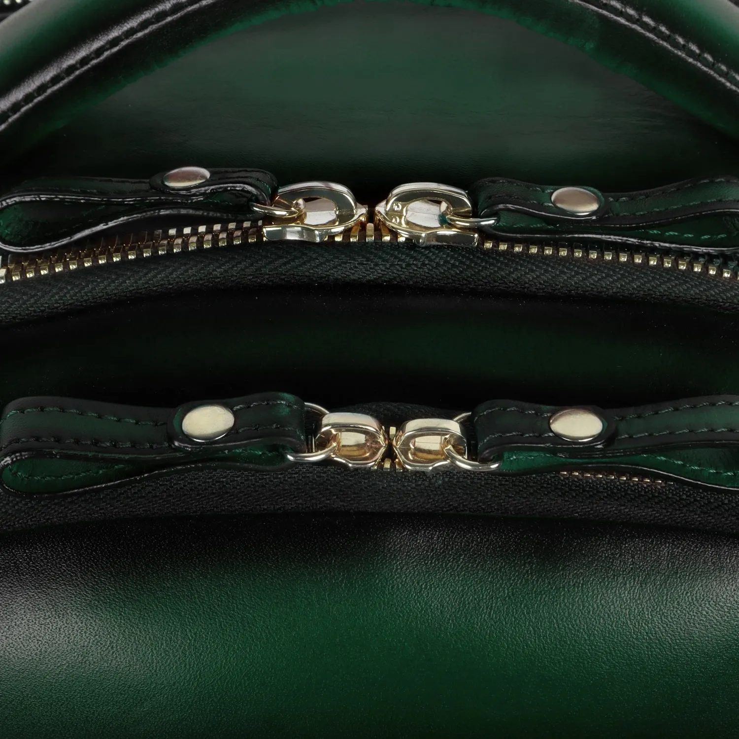 Embossed Lion Green Leather Backpack