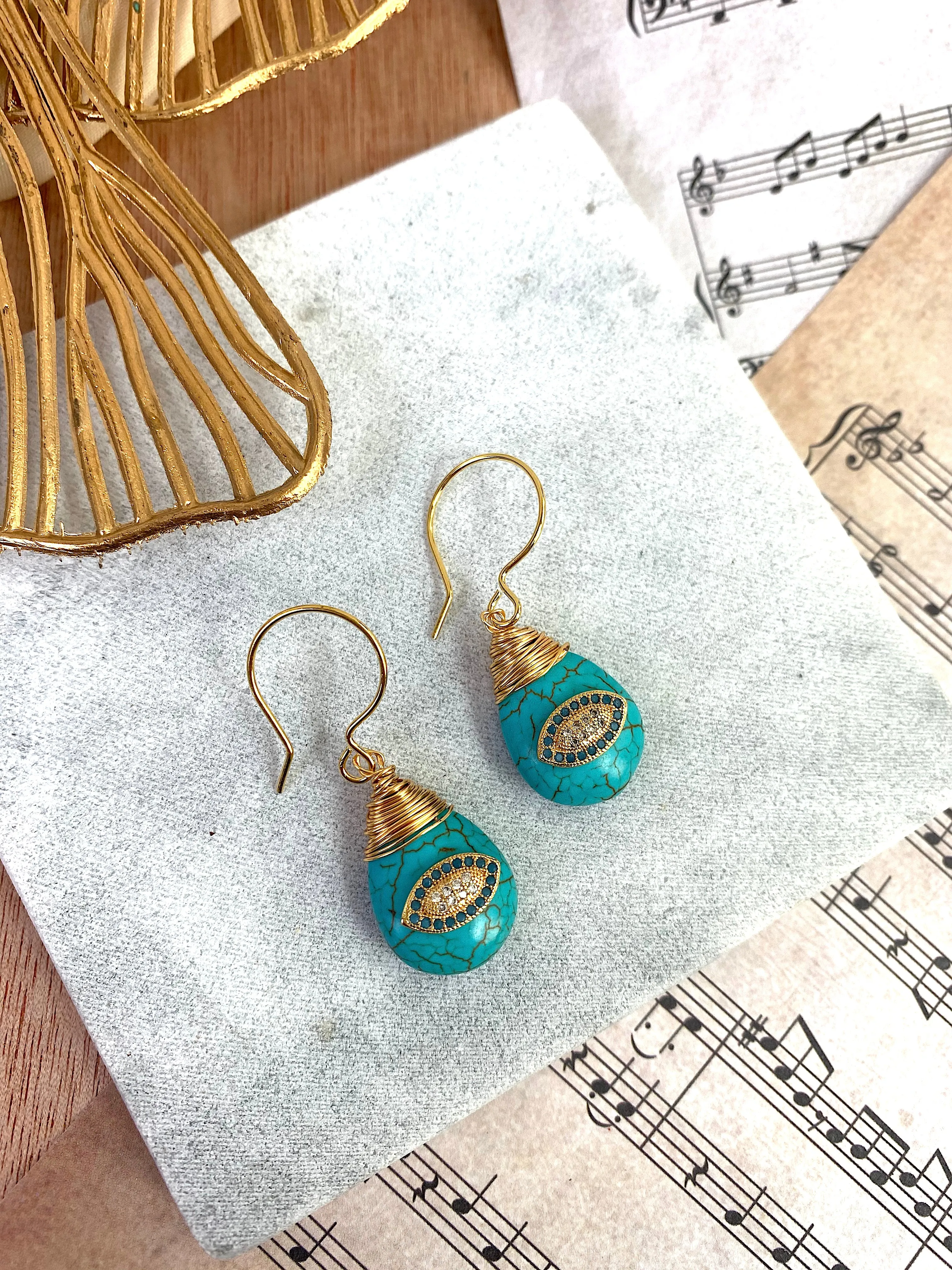 Evil Eye on Turquoise Stone Earrings EE011