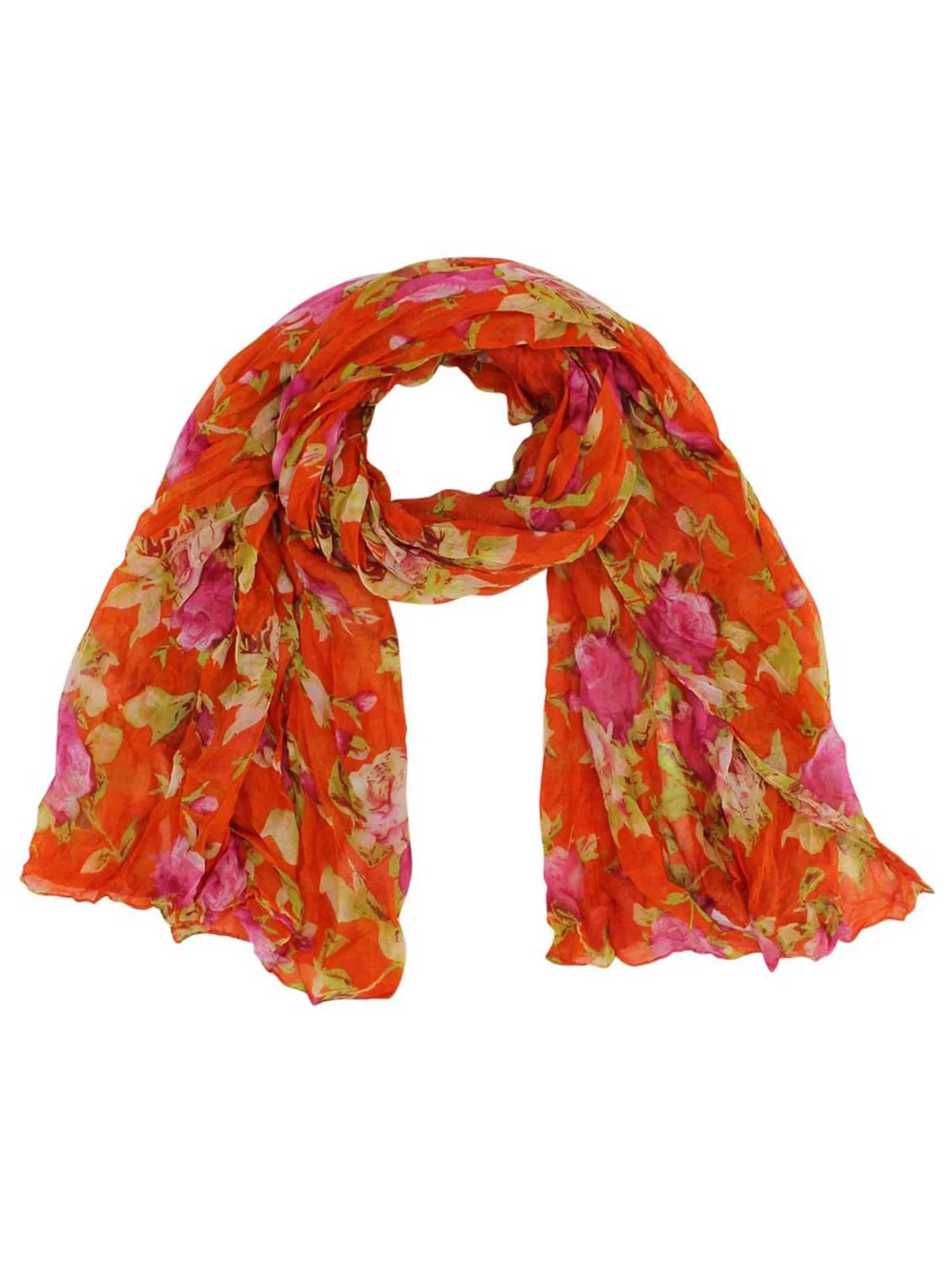 Floral Crinkled Scarf Wrap