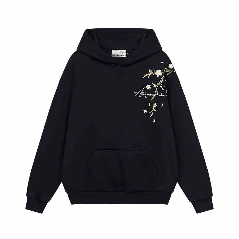 Floral Embroidered Graphic Hoodie