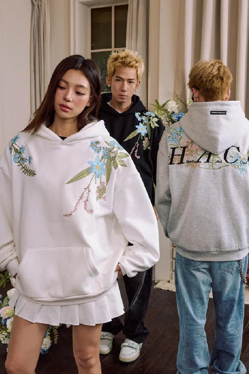 Floral Embroidered Oversized Hoodie