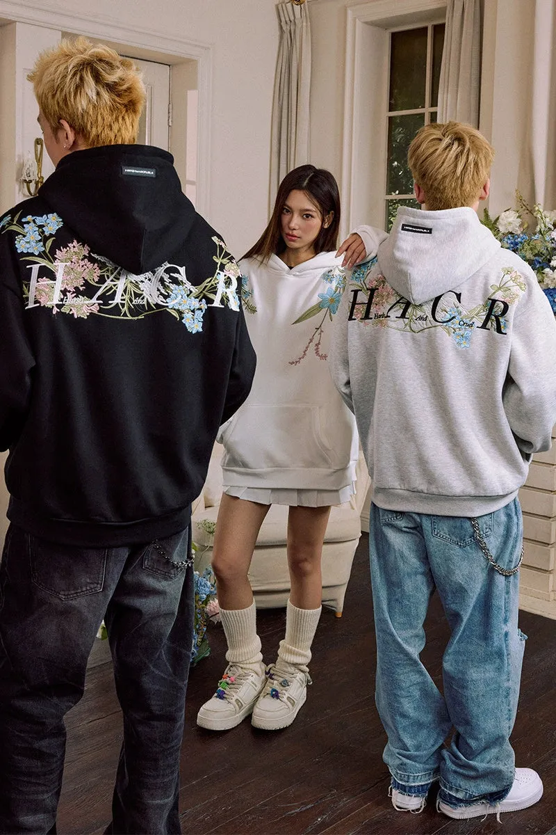 Floral Embroidered Oversized Hoodie