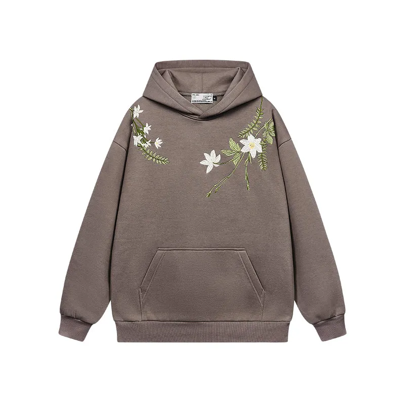 Floral Embroidery Oversized Hoodie