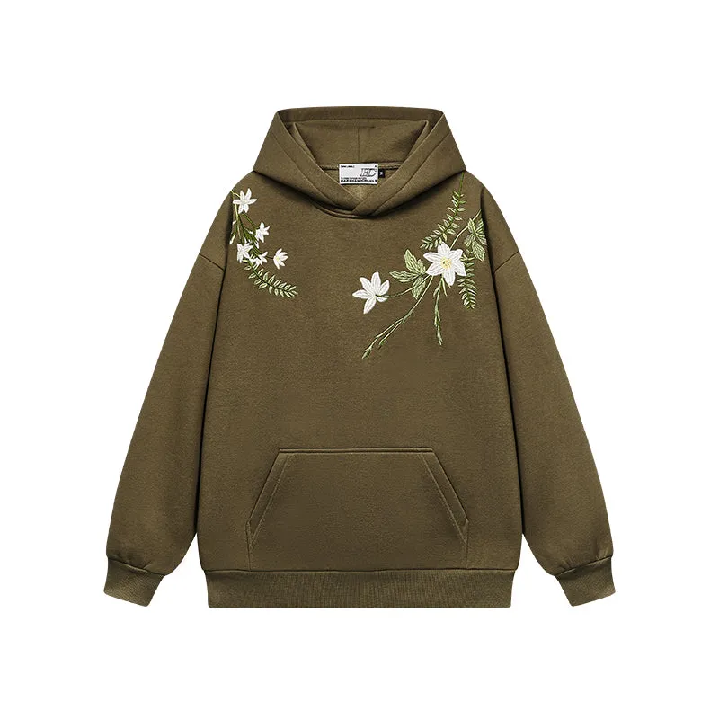 Floral Embroidery Oversized Hoodie