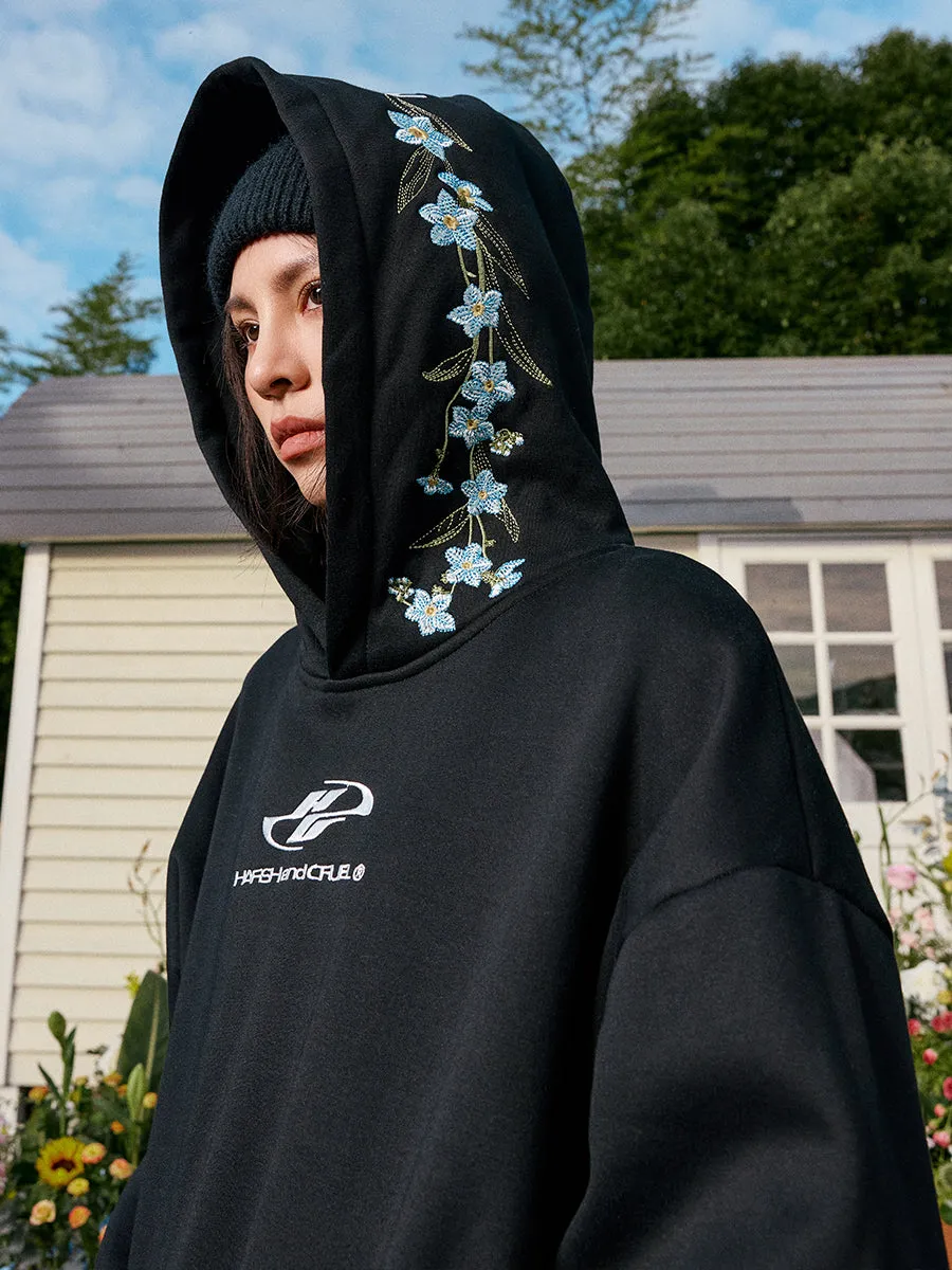 Floral Hood Embroidered Hoodie