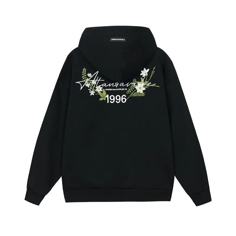 Floral Wreath Embroidered Hoodie