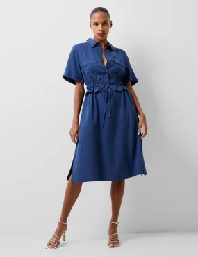 French Connection Women's Pure Lyocell™ Midaxi Shirt Dress - Navy, White,Navy,Blue