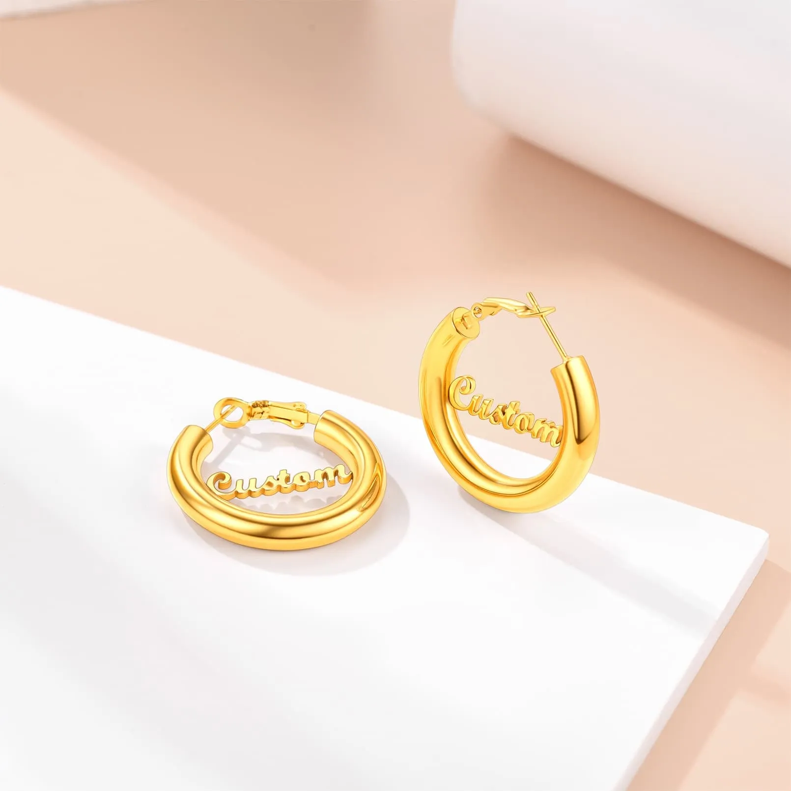 Gold Plated hoop earrings Custom Name Earrings for Women