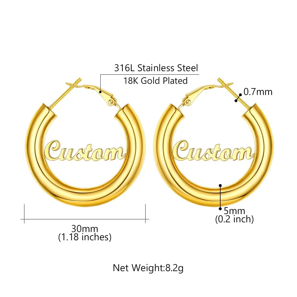 Gold Plated hoop earrings Custom Name Earrings for Women