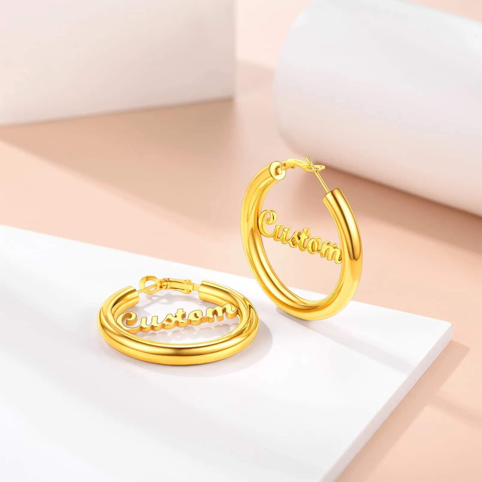 Gold Plated hoop earrings Custom Name Earrings for Women