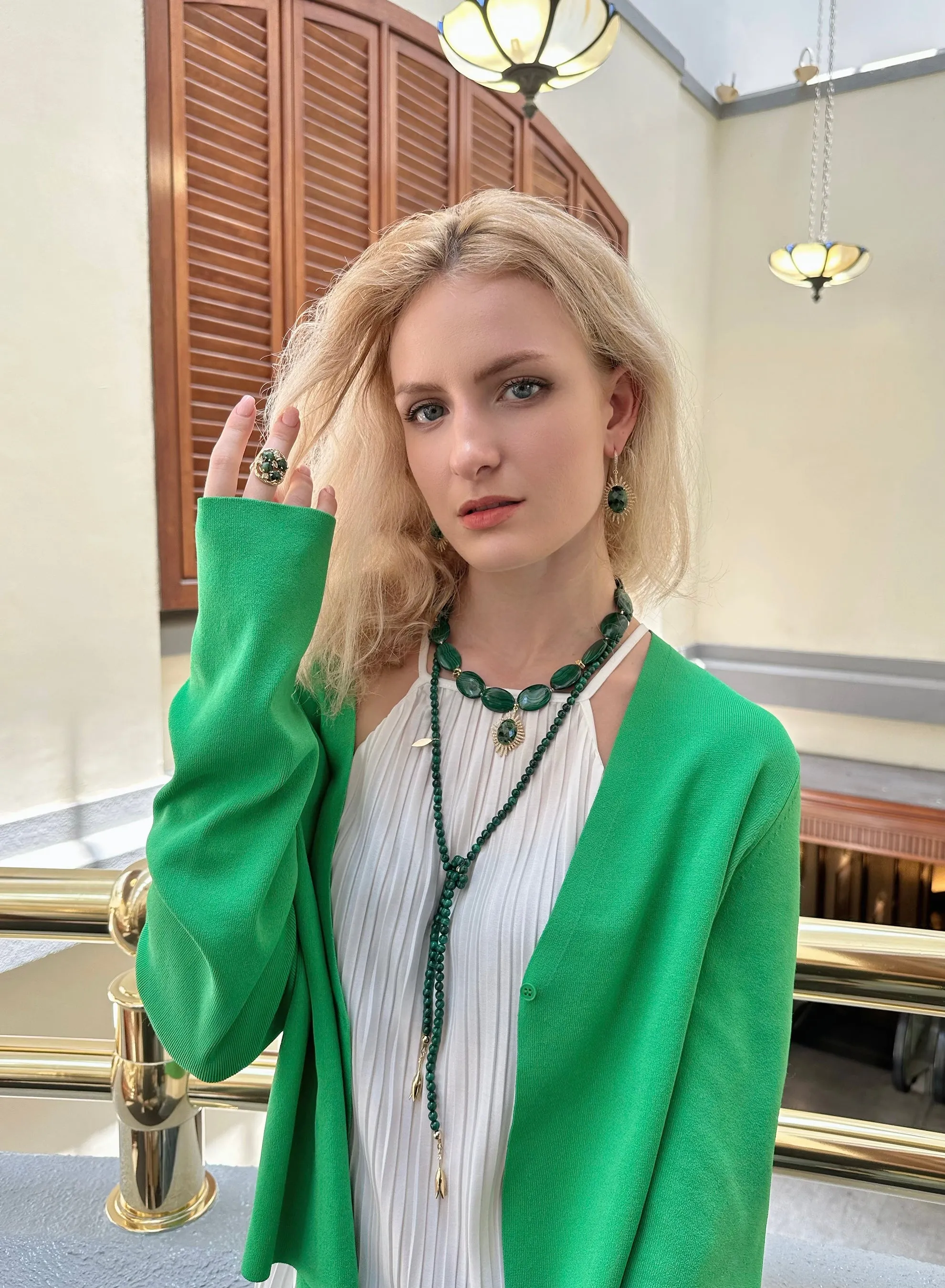 Green Zoisite Statement Earrings KE014