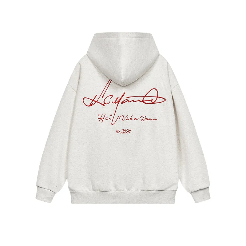 Handwritten Embroidered Zip up Hoodie