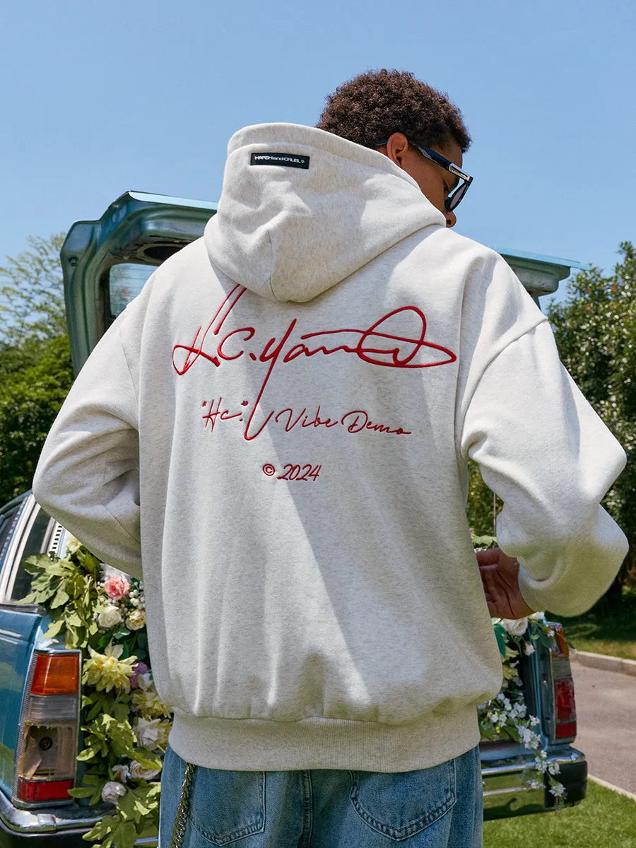 Handwritten Embroidered Zip up Hoodie