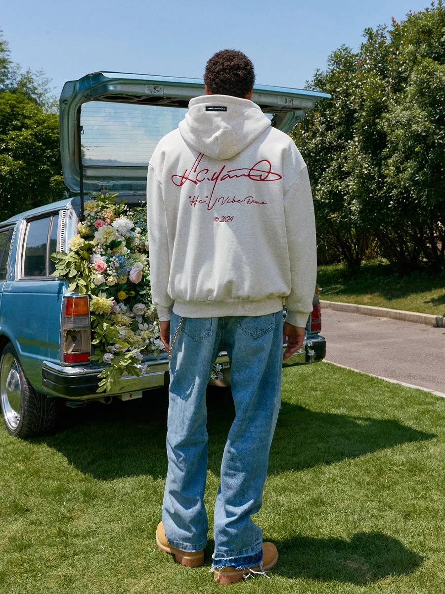 Handwritten Embroidered Zip up Hoodie