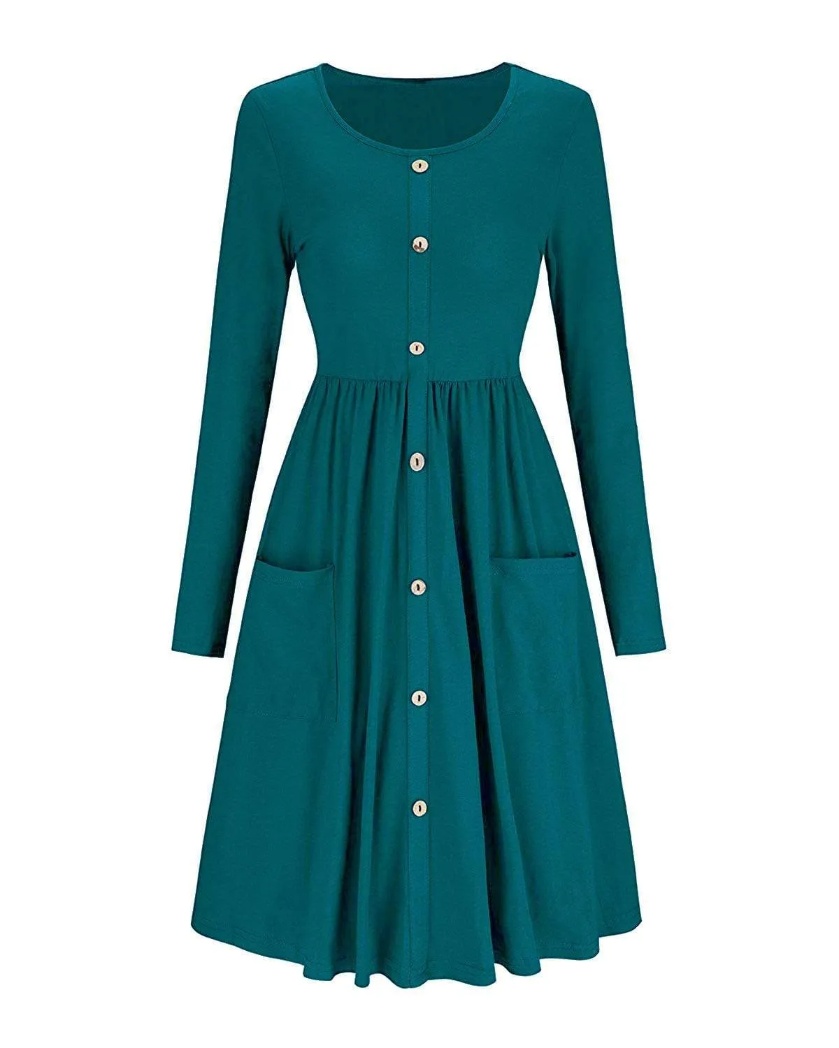 Haute Edition Women's Long Sleeve Button Down Dress with Pockets