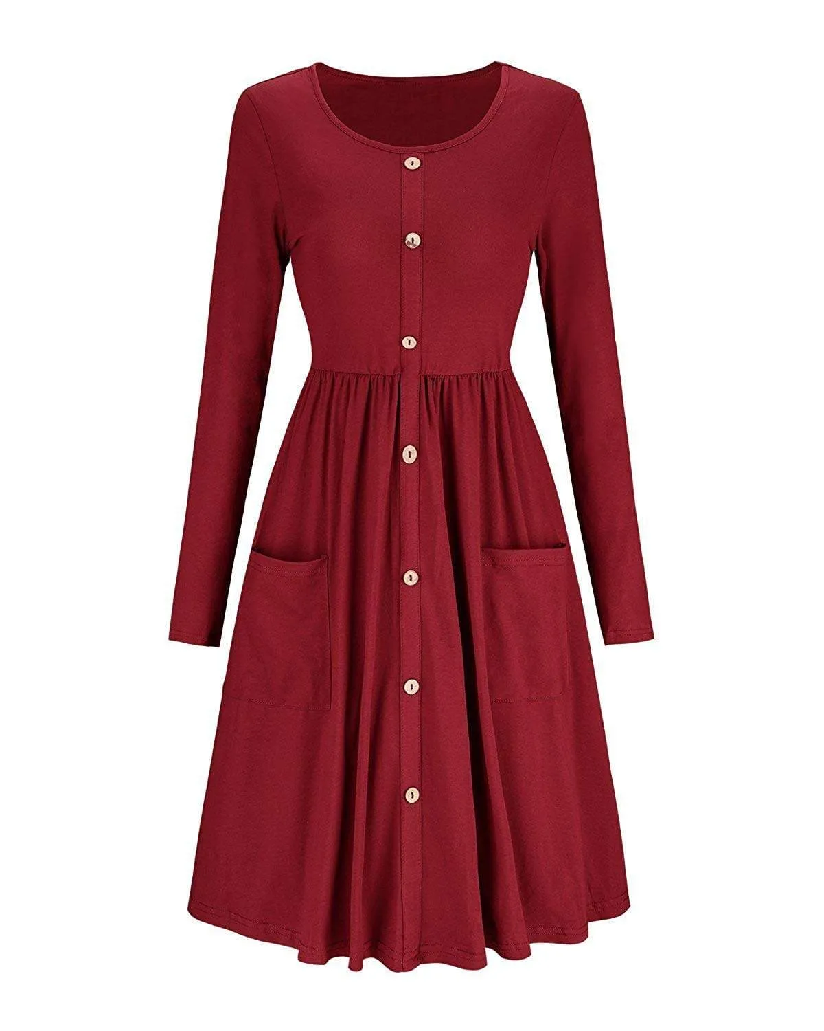 Haute Edition Women's Long Sleeve Button Down Dress with Pockets