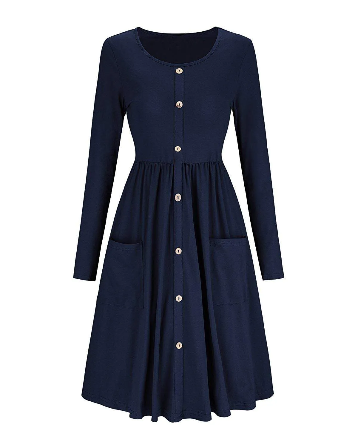 Haute Edition Women's Long Sleeve Button Down Dress with Pockets