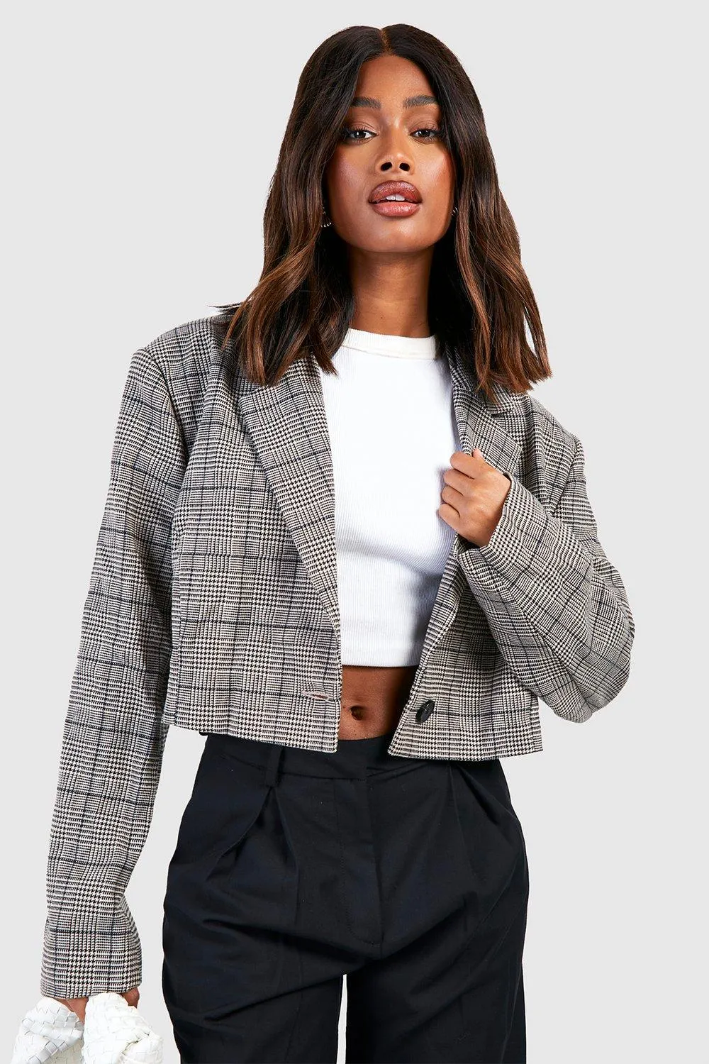 Heritage Check Boxy Cropped Blazer