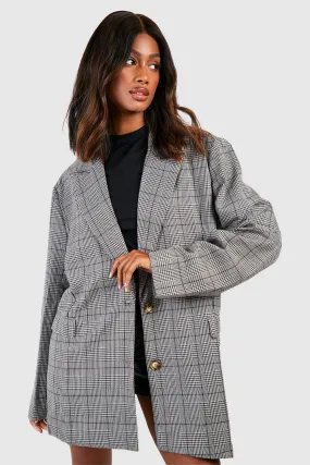 Heritage Check Oversized Single Breasted Tailored Blazer