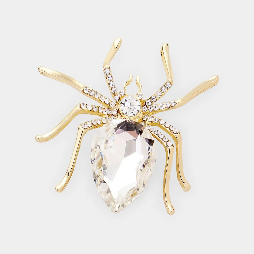 iLLASPARKZ Crystal Rhinestone Pave Spider Pin Brooch