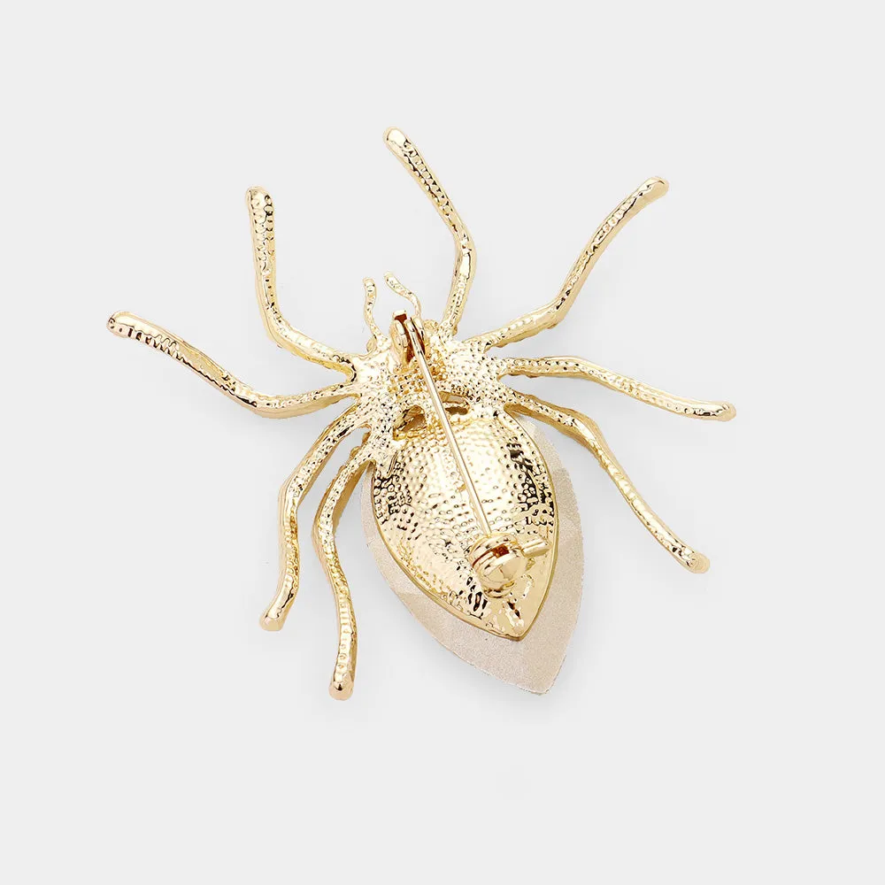 iLLASPARKZ Crystal Rhinestone Pave Spider Pin Brooch