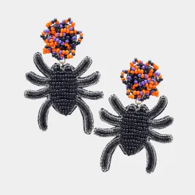 iLLASPARKZ Felt Back Seed Beaded Spider Dangle Earrings