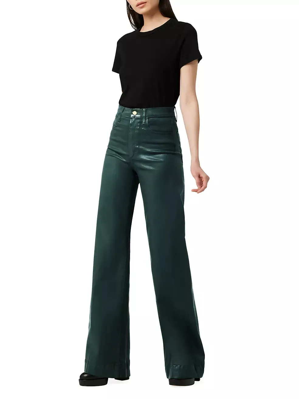 Joe's Jeans The Mia High-Rise Coated Wide-Leg Jeans