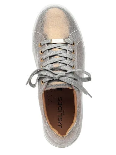 J/Slides Maya Bronze Metallic Suede Lace-Up Platform Sneaker