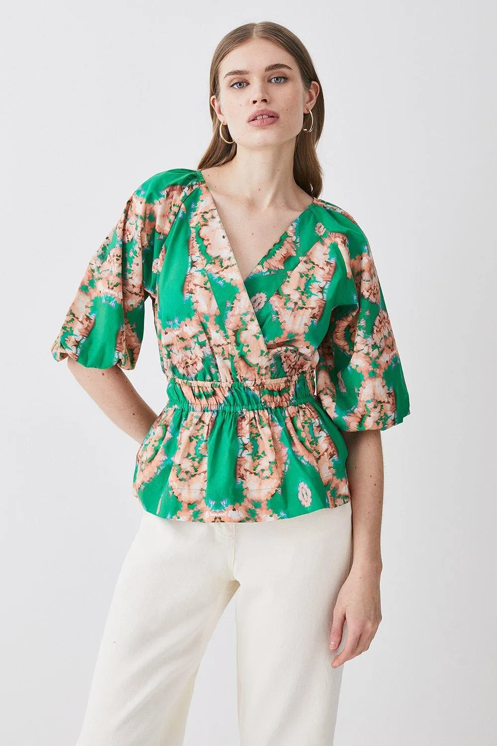 Kaleidoscope Print Cotton Blouse | Karen Millen