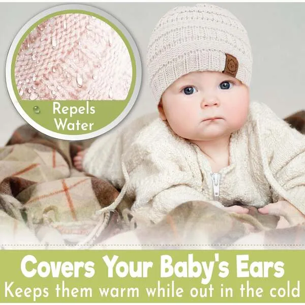 KeaBabies 3-Pack WARMZY Baby Beanies, Sweet Pea