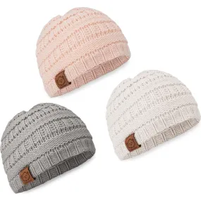 KeaBabies 3-Pack WARMZY Baby Beanies, Sweet Pea