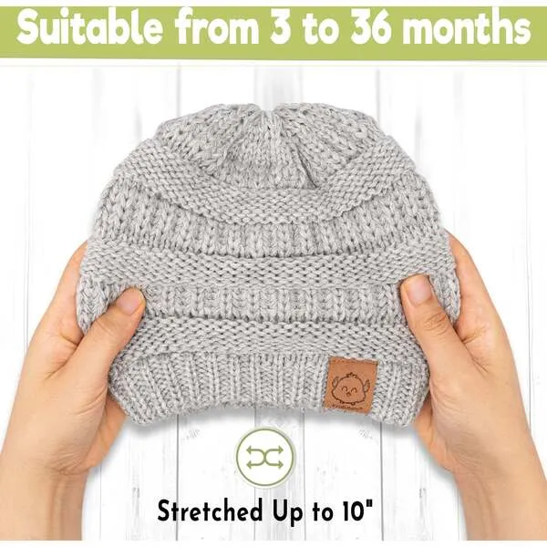 KeaBabies 3-Pack WARMZY Baby Beanies, Sweet Pea