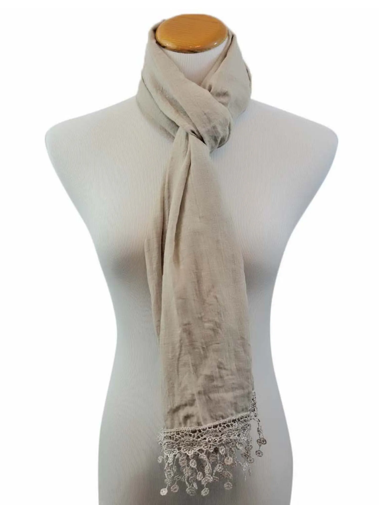 Lightweight Scarf With Lace Fringe