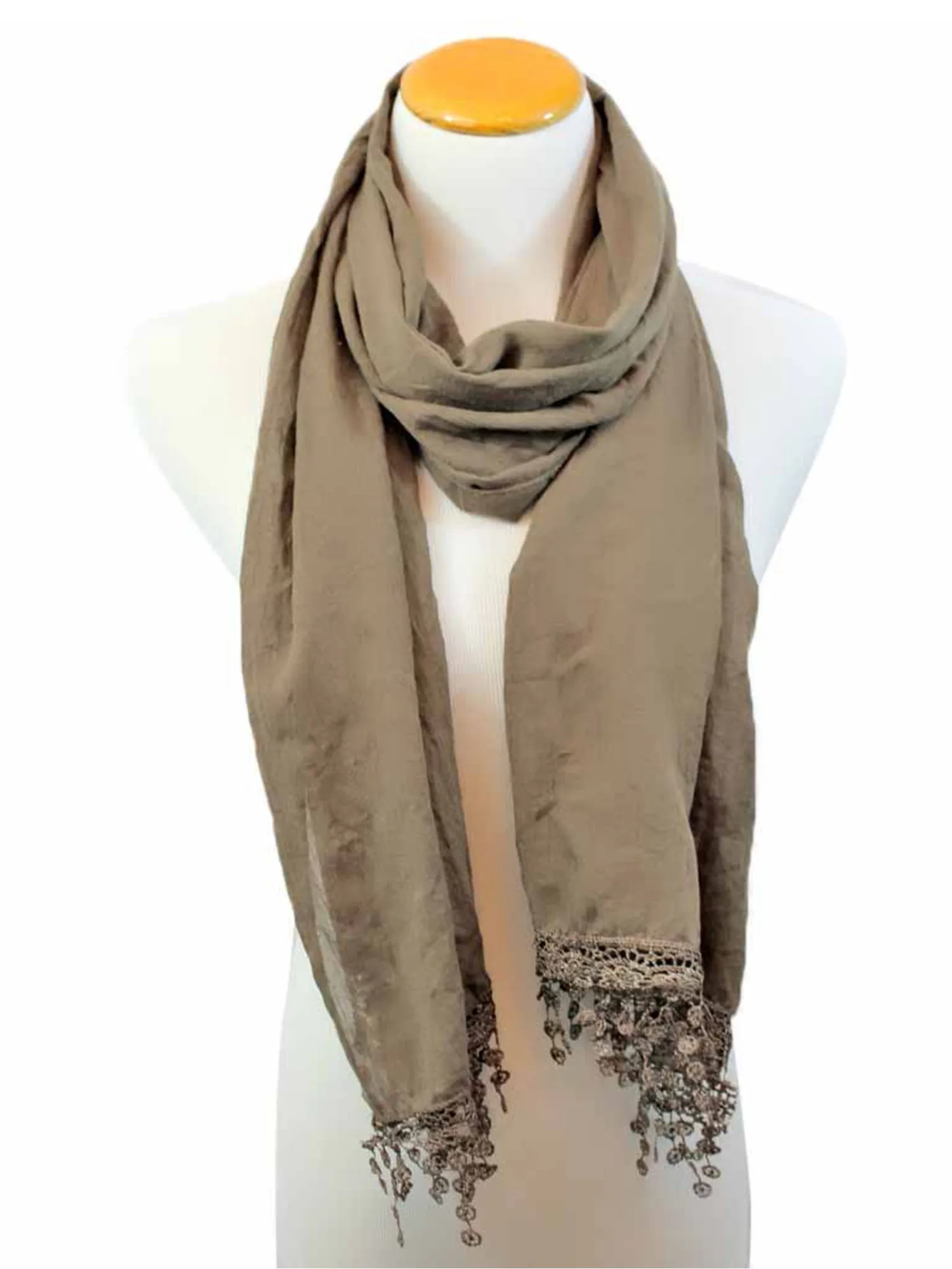 Lightweight Scarf With Lace Fringe