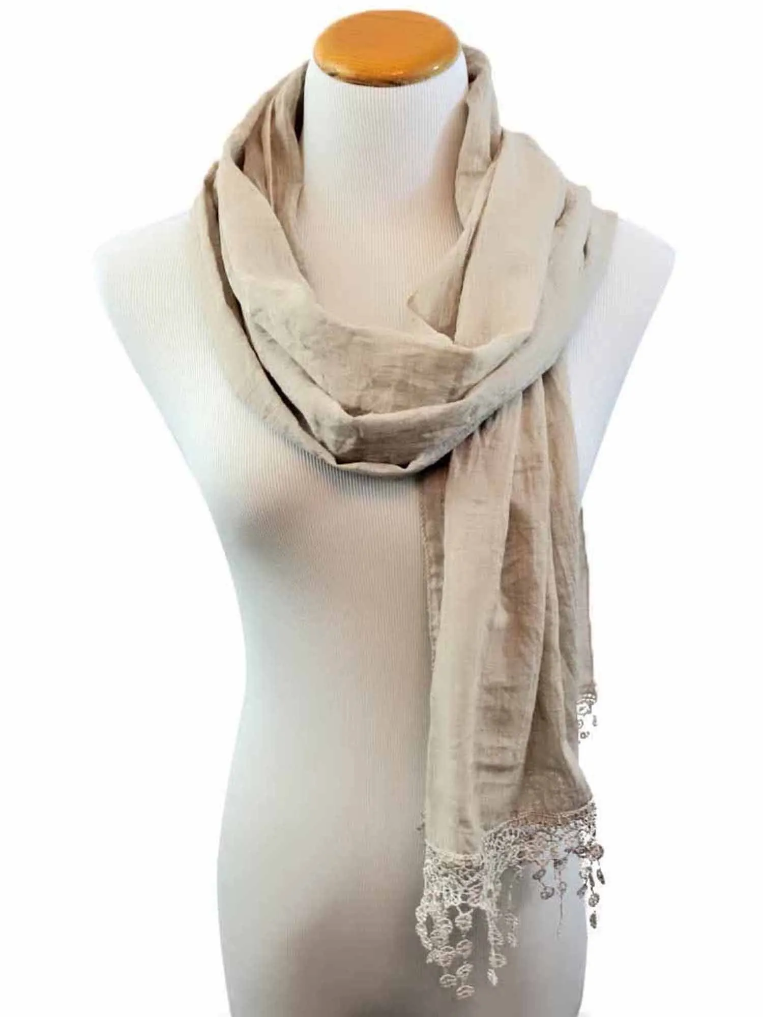 Lightweight Scarf With Lace Fringe