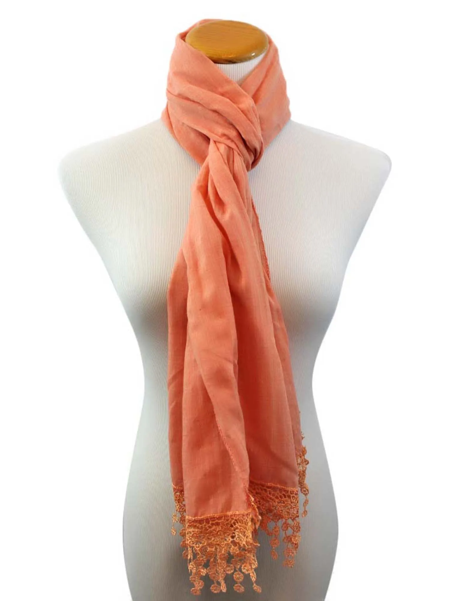 Lightweight Scarf With Lace Fringe