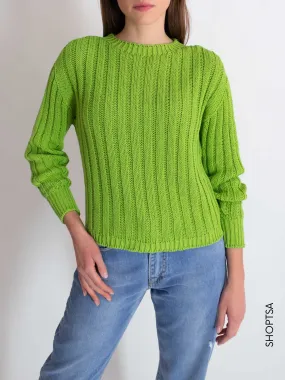 Maglia girocollo cotone verde