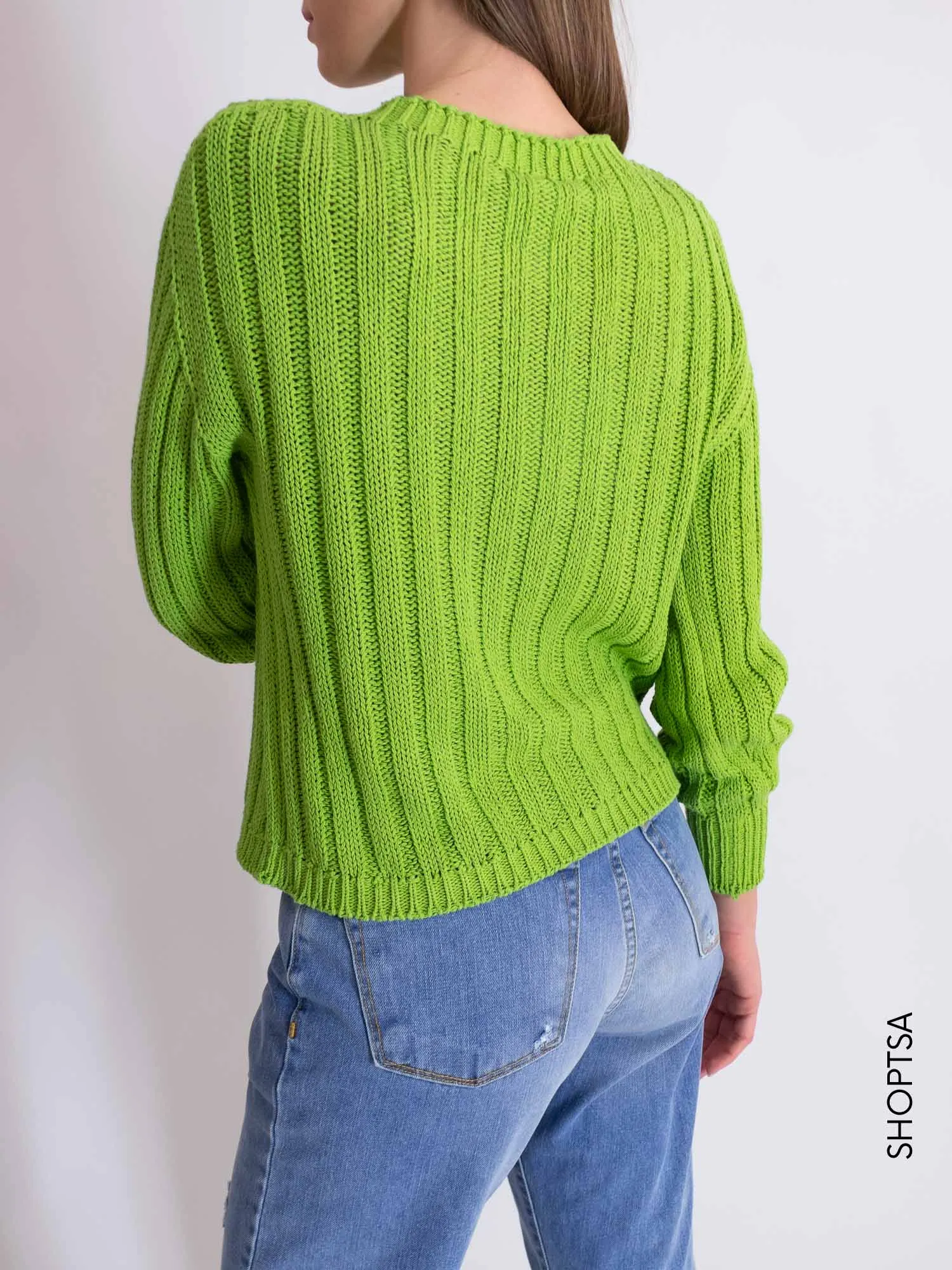 Maglia girocollo cotone verde