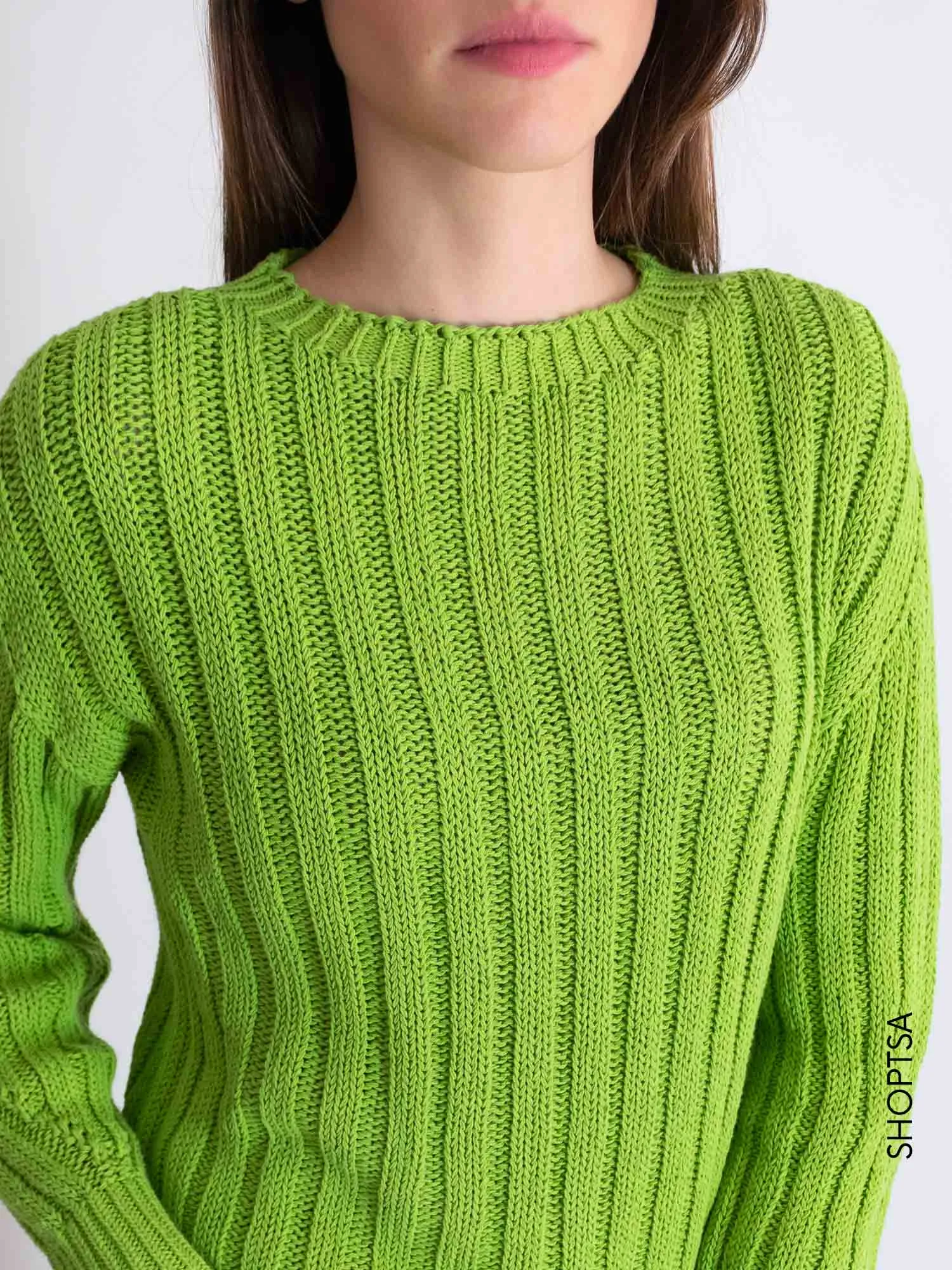 Maglia girocollo cotone verde