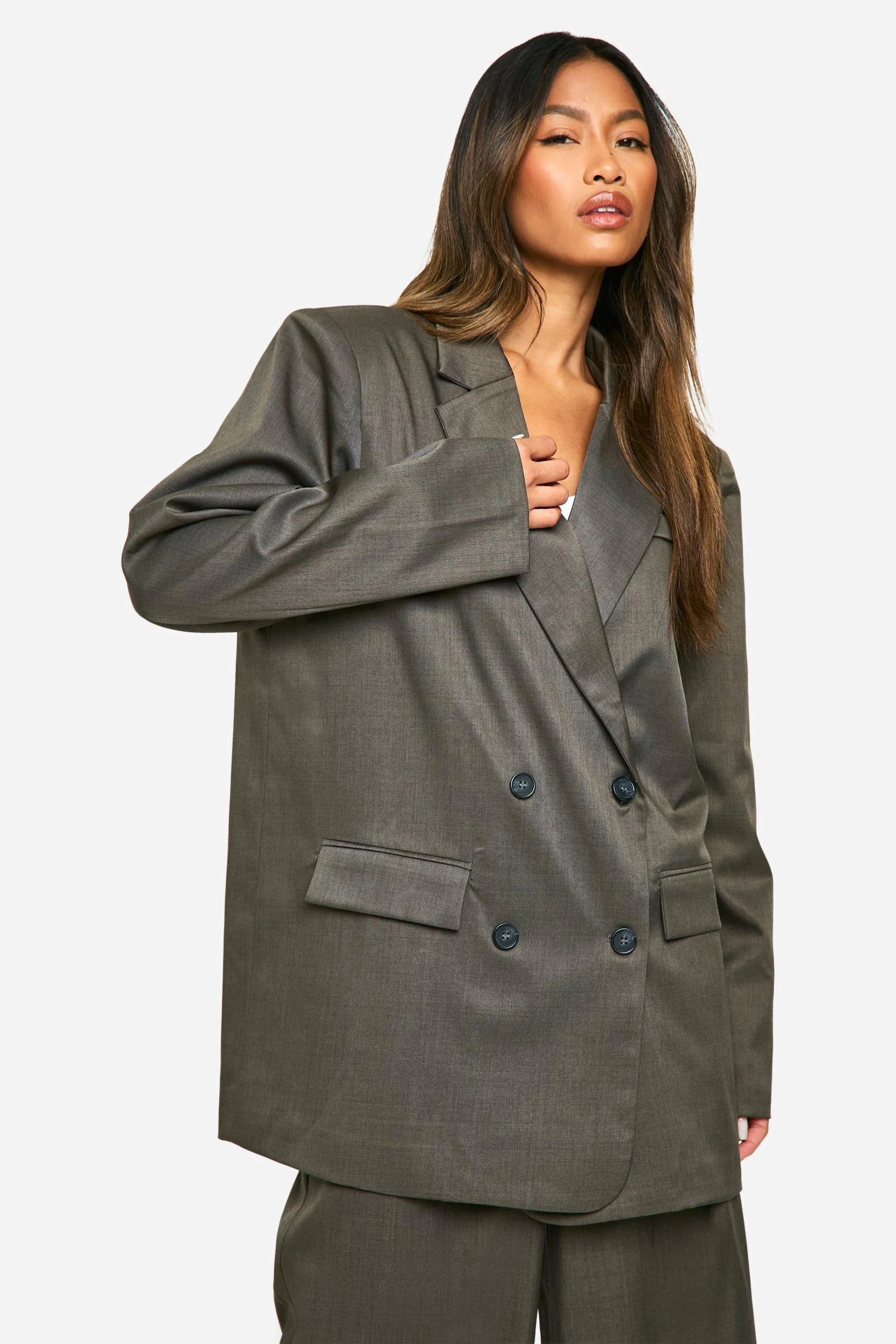 Marl Oversized Slouchy Longline Blazer