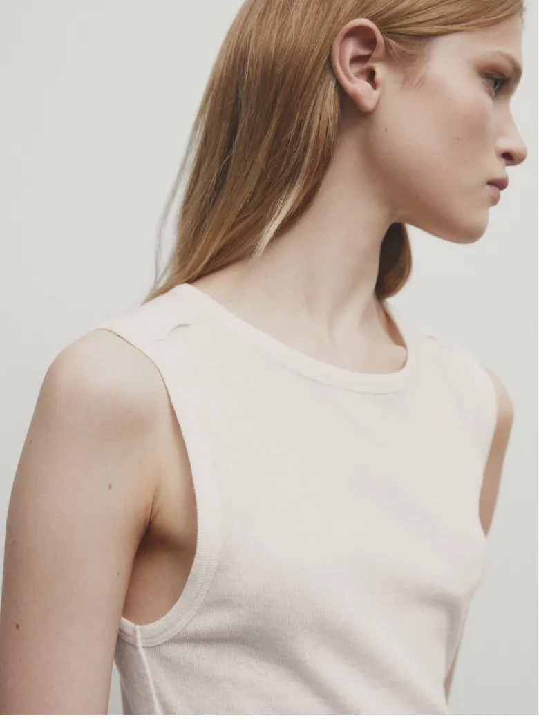 Massimo Dutti  |Cashmere Sleeveless Plain Cotton Tanks & Camisoles